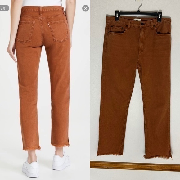 ASKK NY mid rise straight cropped rust orange cropped jeans size 30